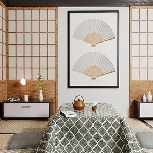 GOIEHIR Éventail Pliant, 3 Pièces Eventail Mariage, Éventail Soie pour la Danse, La Fête, Le Mariage et Le Bricolage, Blanc - Nail Gallerys