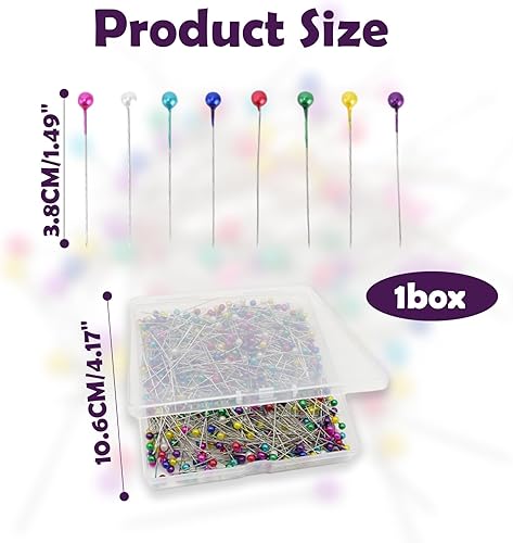 600 Pièces Épingles Couture,Epingles Couturiere Multicolores,38 MM Epingle à Tête Ronde Couture en Verre,Epingle Couture,Aiguilles Couture pour Couturière,Bricolage Décoration, Couture et D'Artisanat - Nail Gallerys