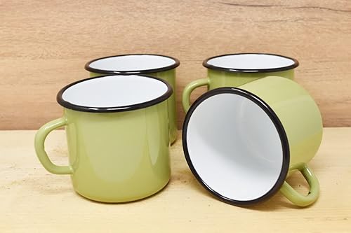 Madacha 4 mugs en métal émaillé - 400 ml - Vert anis - Nail Gallerys
