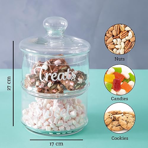 Premier Housewares : bonbonnière en Deux Parties empilables, Verre, Claire, 3 pièces - Nail Gallerys