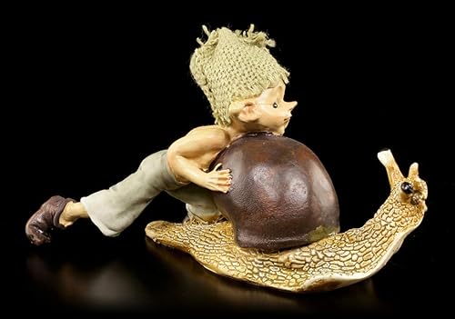 Pixie Fantaisie Kobold Figure avec Escargot - Gib Gaz ! Figurine Décorative, Peint à la Main - Nail Gallerys