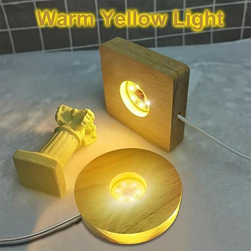 2 Pièces Base D'affichage LED en Bois, Socle Lumineux LED, LED Allume La Base D'affichage, Bases De Présentation Colorée pour Acrylique Cristal Verre Résine (2 Pièces) - Nail Gallerys
