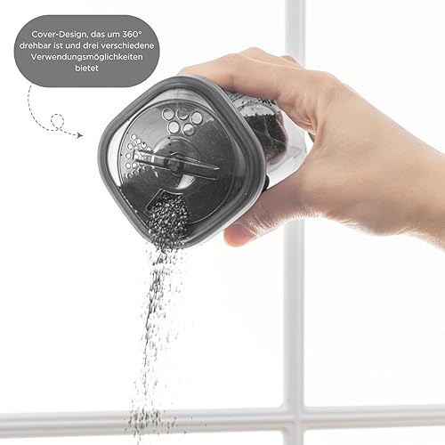 IDOBY Lot de 12 boîtes à épices en plastique transparent sans BPA - Boîte à épices de camping - Salière et poivrière - Boîtes à épices pour le stockage des épices (transparentes) - Nail Gallerys