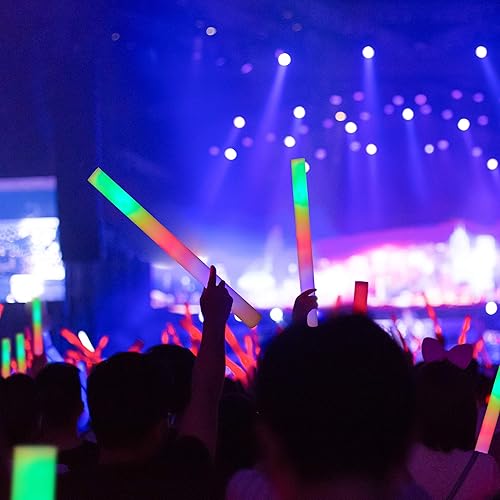 Relaxdays Bâton Lumineux LED en Lot de 24, bâtonnets Clignotants en Mousse, 3 Modes, avec Piles, fêtes, Festivals, Blanc - Nail Gallerys