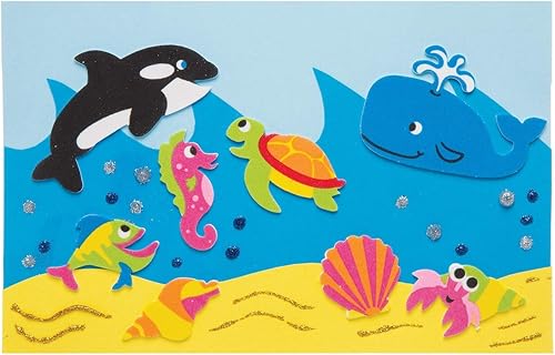 Baker Ross Autocollants vie marine en mousse (lot de 120) - Autocollants amusants en relief sur le thème de l'océan pour le scrapbooking. - Nail Gallerys