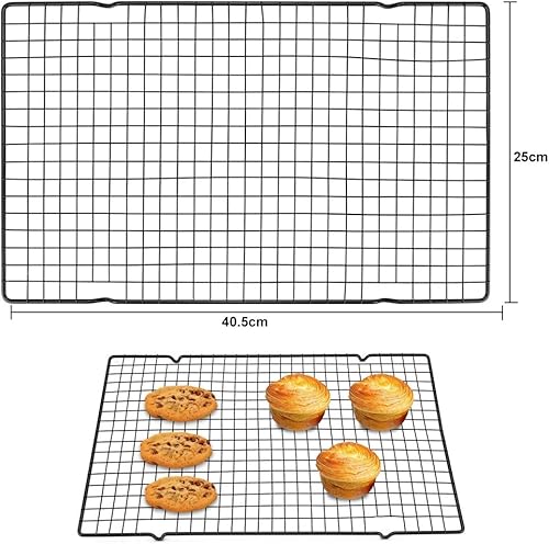 LYTIVAGEN 4 Pièces Grilles de Refroidissement en Acier Inoxydable Grille de Refroidissement Carré Volette de Refroidissement Noir pour Rôtir Cuisson/la Pâtisserie（40.5 * 25 cm) - Nail Gallerys
