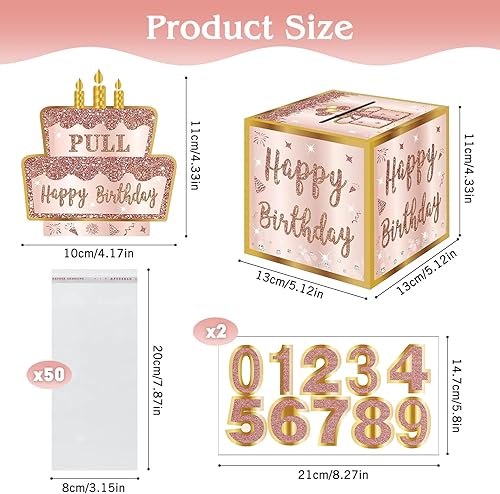 Boîte Cadeau Surprise, Boîte à Billets Cadeau, Cadeau d’Argent Boîte Cadeau, Surprise Cash Cadeau Anniversaire Boîte, avec 50 Pochette Transparente, pour famille, enfants et amis - Nail Gallerys