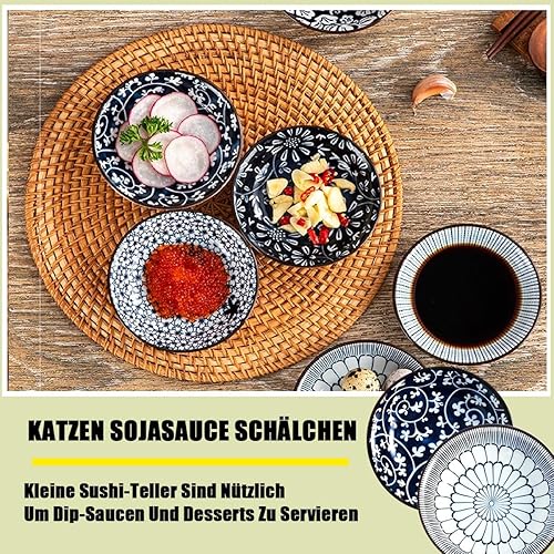 6 Pièces Bols À Sauce Soja En Céramique, Soucoupes en Céramique, Petites Assiettes en Céramique, Empilables, Mini Bols à Sauce Soja pour Dessert, Sushis, Collation, Soja - Nail Gallerys