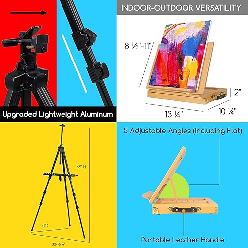 MEEDEN Kit de Peinture avec Chevalet: 151 Fournitures de Peinture pour Huile, Acrylique, Aquarelle et Gouache- Kit de Dessin pour les Débutants et les Artistes - Nail Gallerys