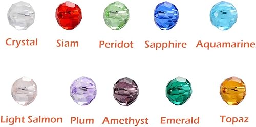 Perle en Cristal,500 pièces 6mm x 5mm Perles de Verre à Facettes Pierre Semi Precieuse Accessoires pour Bijoux Bracelet Collier et Fabrication Bijoux,10 Couleurs - Nail Gallerys