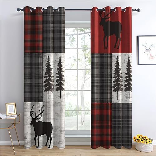 Rideau Occultant Thermiques Cerf Animaux de la Forêt - Lot de 2 Rideaux Imprimé pour Salon Chambre Fenetre Cuisine, Rideaux et Draperies Intérieurs à Oeillets, 140x200 cm (LxH) - Nail Gallerys