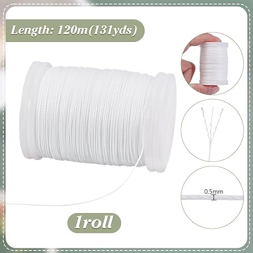 PH PandaHall 120m 0.5mm Cordon Ciré Antique Blanc Fil Ciré en Polyester, Cordon de Perles Cordon Bracelet Cordon Collier pour Bracelet Collier Fabrication de Bijoux Artisanat Kontting Macramé - Nail Gallerys