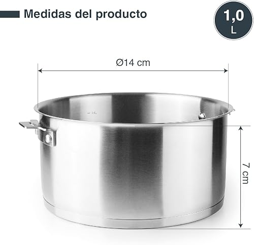Lacor - 56616 - Corps de poêle Combi, acier inoxydable 18/10, aluminium, 1,5 litres, fond de diffuseur de chaleur sandwich, empilable, à induction, lavable au lave-vaisselle, au four, ø16cm - Nail Gallerys