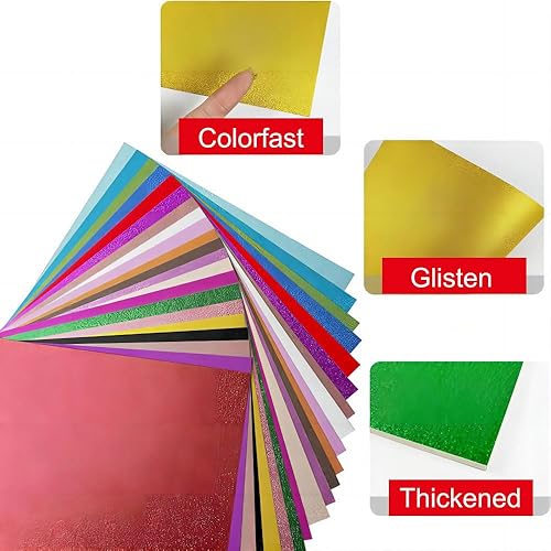 Lot de 20 feuilles de papier pailleté pour bricolage - 10 couleurs A4 - Multicolore - Paillettes - Cartes de vœux - Scrapbooking - 250 g/m² - Carton à paillettes pour bricolage et décoration - Nail Gallerys