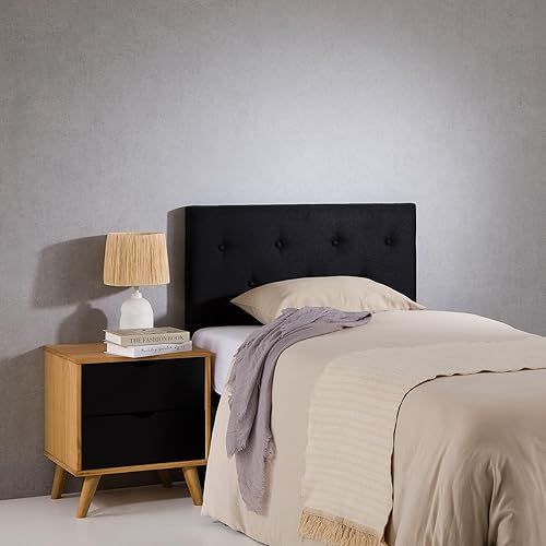 IDIMEX Tête de lit MAVELI 90 capitonnée, en Tissu rembourré, Pieds en Bois, Design élégant, pour Lits 90 cm, Écru - Nail Gallerys