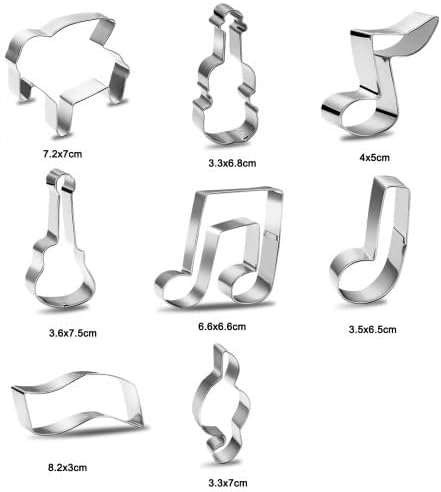 Dokeno 8 Pièces Moule à Biscuits de Notes de Musique et Instruments, Patisserie Biscuit Moule, Moules à Biscuits en Acier Inoxydable, pour Biscuits, Fondant, Décoration de Gâteaux - Nail Gallerys