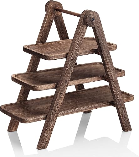Nynelly Plateau de Service en Bois à 3 étages, Presentoir Aperitif Bois, Support À Gâteau Bois, Plateau de Service rectangulaire en Bois pour Les réceptions, Support À Plateau Ferme Rustiques - Nail Gallerys