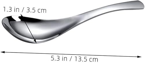 YOSADIER 4 Pièces Cuillère En Acier Inoxydable Cuillère à Soupe Cuillères à Soupe Asiatique Cuillères à Soupe Rondes Cuillère à Dessert Cuillères à Soupe à Long Manche Silver - Nail Gallerys