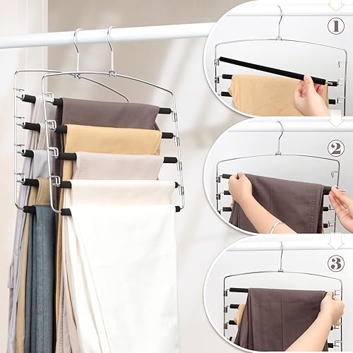 Pantalons Cintres Multicouches Anti-Glisse Garde-Robe Organisateur de Rangement pour Jeans Pantalons Foulard Jupes Pack 2 - Nail Gallerys