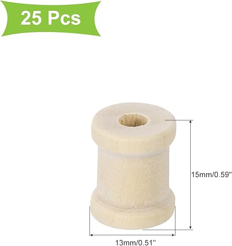 QUARKZMAN 25 Pièces de Bobines en Bois Vides, Bobines en Bois Non Finies de 9/16 Pouces pour Fil de Tissage, Bobines Vides pour l'Artisanat, la Broderie, la Couture et le Fil à Coudre - Nail Gallerys
