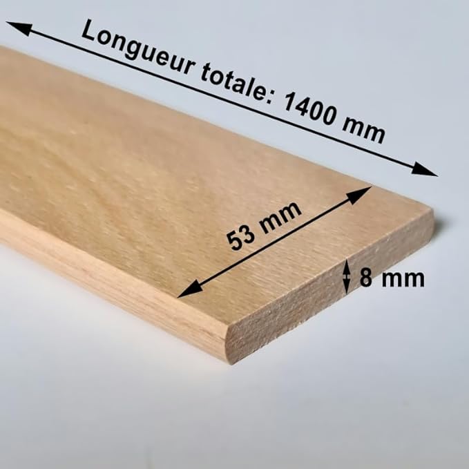 SCM Créations Latte 140 cm 1400mm Largeur 53mm épaisseur 8mm Bois hêtre Durable | Sommier lit canapé clic clac bz | 7 Plis Rechange Renfort résistant Soutien Matelas - Nail Gallerys