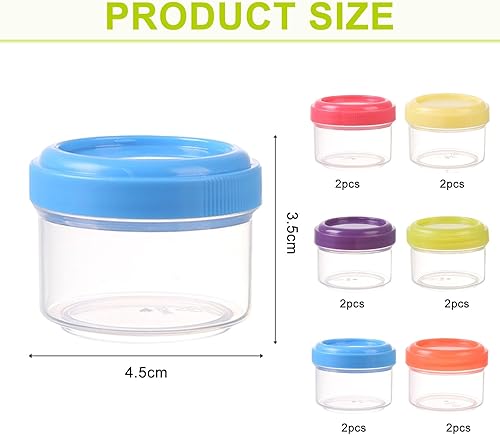 Puedno Lot de 12 mini boîtes de rangement en plastique avec couvercles, 35 ml, réutilisables, pour aliments congelés, empilables, 6 couleurs - Nail Gallerys