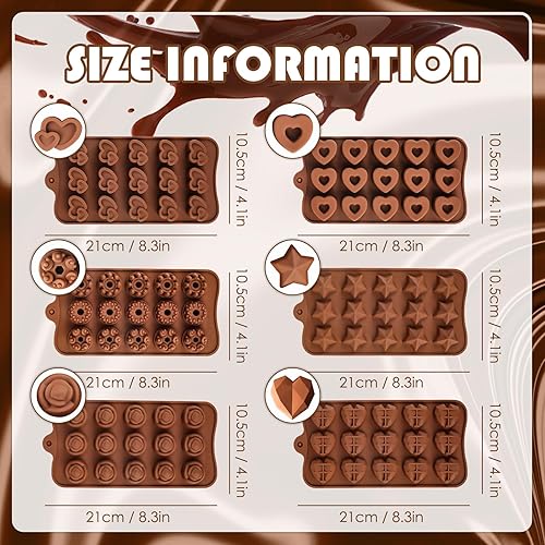AKONE Lot de 6 moules à chocolat en silicone, moule à chocolat en silicone BPA Fre, 3D antiadhésif moule en silicone pour la pâtisserie, XYF-1618 - Nail Gallerys