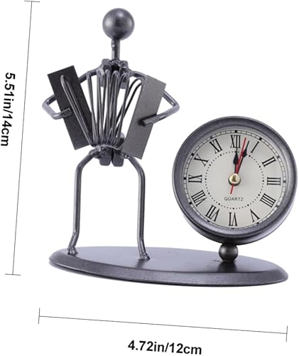 ULDIGI Horloge Rétro Fer Accordéon Horloge De Bureau Scandinave sans Pile Décoration Élégante pour Salon Et Bureau - Nail Gallerys