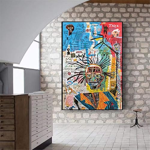 Déco Murale Art Basquiat, Art Abstrait Contemporain Du Graffiti De Rue Poster Portrait De Personnage Peinture Sur Toile HD Imprimé Oeuvre De Décoration Murale Pour Accueil Bureau,60×90cm - Nail Gallerys