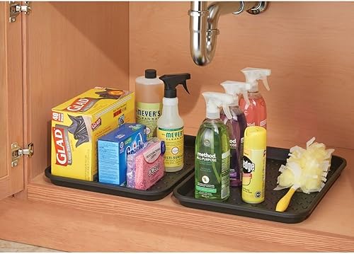 iDesign Plateau évier en Plastique pour Armoire de Cuisine, Salle de Bain, entrées, Bureau, Boue, dortoir Universitaire (Lot de 2), 43,2 x 33 x 5,1 cm, Noir - Nail Gallerys