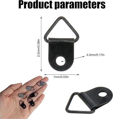 40 Pièce Crochets pour Tableau Accroche Cadre, Crochet Pour Cadre Photo, D Anneaux Crochet Tableau, Kit de Suspension de Photo, D Anneaux Metal Cadre, Avec Vis, Pour Cadres Photo, Décorations (Noir) - Nail Gallerys