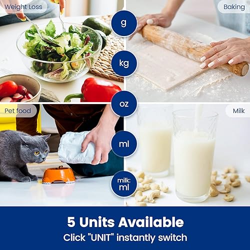 [ Rechargeable & 15kg ] Balance de Cuisine Numérique, Balance Cuisine électronique USB C, Balance Alimentaire de Haute précision 1g / 0,1 OZ, Fonction dure Professionnelle, Batterie incluse - Nail Gallerys