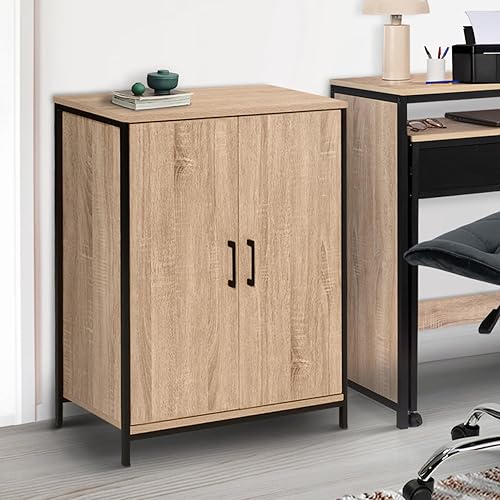 IDMarket - Armoire basse DETROIT 2 portes design industriel - Nail Gallerys