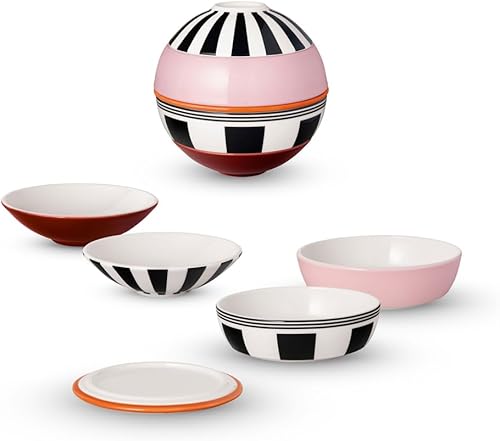 Villeroy & Boch - La petite Boule memphis, ensemble de vaisselle en porcelaine, 5 pcs Ensemble à servir 14 cm Ø, résistant au lave-vaisselle, convient au four à micro-ondes, multicolore - Nail Gallerys