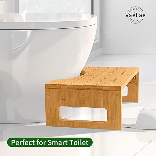 VaeFae Tabouret de Toilette Pliable en Bambou pour Salle de Bain, léger et Durable, Tabouret de Salle de Bain Compact en Une Seule étape, tabourets de Toilette pour Aider la propreté - Nail Gallerys