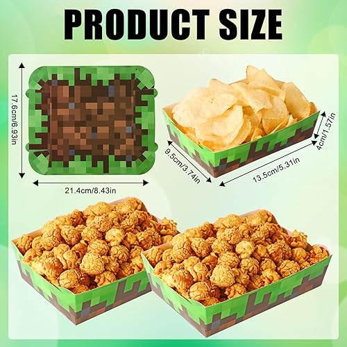 BOXOB 50pcs Plateaux Nourriture Fête, Plateaux Miner Marron Vert Assiettes Papier Présentation Stockage Collations Alimentaires Fournitures Anniversaire Cadeaux Fête Thème Mineur Vert - Nail Gallerys