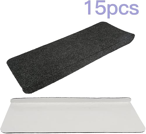 Lot de 15 Marchettes d'escalier, Tapis Antidérapants pour Marches d'escalier, Confortable et Sécurité, 65*21cm Tapis Escalier avec Adhésif Réutilisable, Protège Escaliers Installation Facile (Brun) - Nail Gallerys