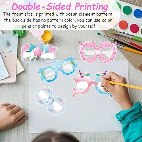 KASESSS 20Pièces Lunette Drole Sirene, Lunettes Fantaisie en Papier, Lunette Anniversaire Thème Sirène Océanique, Lunette Fete Accessoires Photobooth, Lunette Festival Photo Props pour Enfants Adultes - Nail Gallerys
