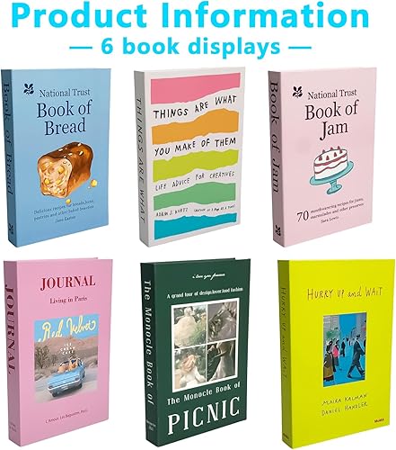 Aicharynic Lot de 6 livres décoratifs pour la décoration de la maison - Boîte en carton - Pour le bureau, la maison, la table basse, les étagères, la décoration de la maison, le bureau - Nail Gallerys