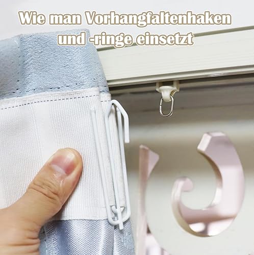 LYKTRIX Lot de 60 crochets de rideaux blancs en métal, spécialement conçus pour les rideaux de rail, fixent facilement les tissus de rideaux sur anneaux ou rails. Montage facile, suspension lisse - Nail Gallerys