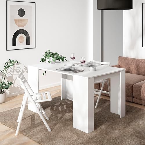 Skraut Home | Table Console Extensible | Console Meuble | 140 | pour 6 Personnes | Table à Manger | Style Moderne | Blanc - Nail Gallerys
