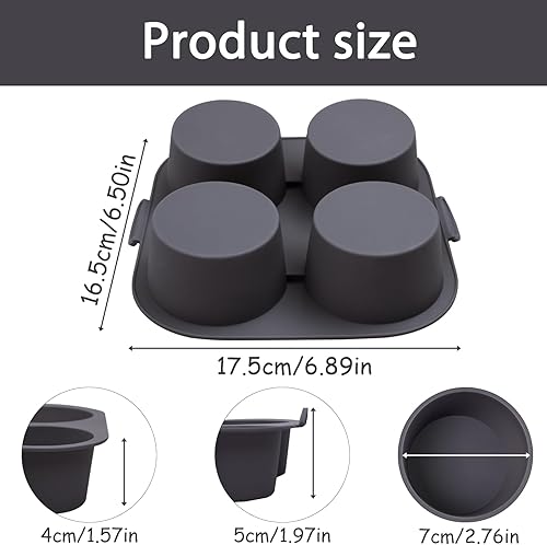 Butabeishy Lot de 2 moules à muffins en silicone pour friteuse à air chaud, anti-adhésif, en silicone, pour desserts, 4 cavités, gris - Nail Gallerys