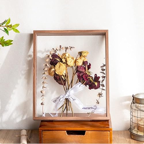 Cadre photo en bois pour fleurs séchées - Présentoir décoratif flottant - Verre double face - Pour exposer des fleurs séchées - Artisanat (couleur bois, 20,3 x 30,5 cm) - Nail Gallerys