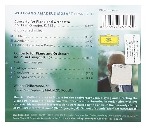 Mozart : Concertos pour piano n° 17 , K453 - n° 21 , K467 - Nail Gallerys