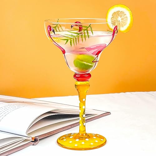 1 verre à margarita soufflé peint à la main de 270 ml, verres à cocktail, parfaits pour un cadeau de couple, une fête margarita, un enterrement de vie de jeune fille, un cadeau de mariage (oiseau) - Nail Gallerys