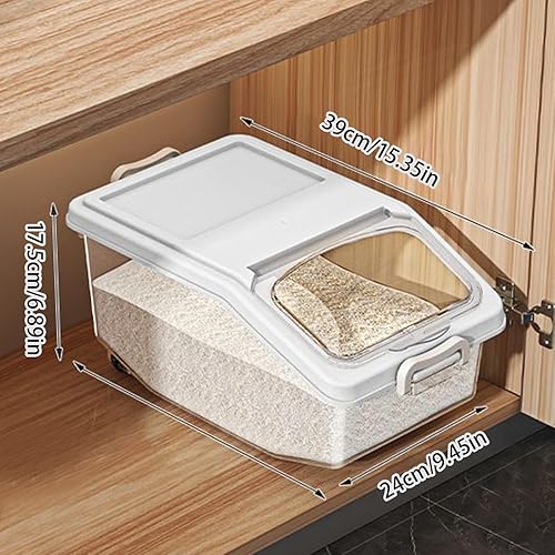 Seau à riz, 2 boîtes hermétiques avec poulies, récipient de rangement alimentaire avec couvercles, design de rangement scellé, idéal pour le garde-manger, le linge, l'organisation de la - Nail Gallerys