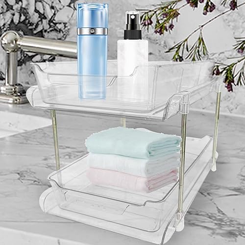 Tiroirs extensibles pour armoires, rangement sous l'évier, organiseur d'étagère à 2 niveaux sous l'évier – Étagère de rangement pour garde-manger, armoire réglable, organisateur de rangement pour - Nail Gallerys