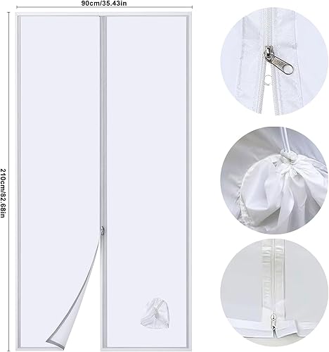 Joint de Porte pour Climatiseur Mobile, Joint de Porte pour Climatiseur avec Rallonge de Tuyau Cousue, Kit Calfeutrage Climatiseur Porte avec fermeture Éclair, Isolation Thermique en Été (90x210cm) - Nail Gallerys