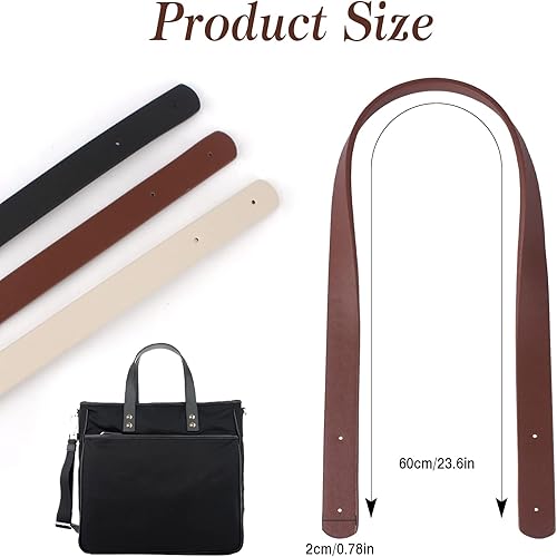 Towviy 6 Pièces Poignée de Sac en Cuir, Anse pour Sac à Main 60cm Anse de Sac en Cuir avec 30 Rivet Cuir Accessoires Sac à Main pour Portefeuille Sac à Main (Noir, Brun, Beige) - Nail Gallerys