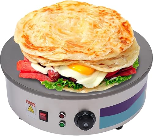 HarBin-Star Appareil à crêpes 2800 W avec répartiteur de pâte et spatule, grande surface de cuisson de 45 cm de diamètre, pour crêpes, pancakes et tortilla, 150-280 °C - Nail Gallerys